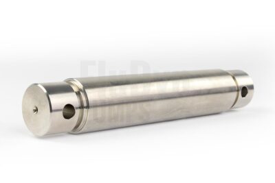 A metal coupling rod for Bornemann E2H 1024 progressive cavity pumps. It is at an angle and the connection for one of the cardan joints can be seen at the front left.