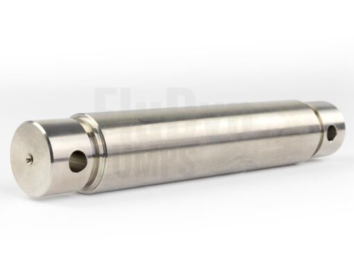 Eine Gelenkwelle für Bornemann E2H 1900 Exzenterschneckenpumpen aus Metall. Sie liegt schräg und man kann vorne links den Anschluss für eines der Gelenke erkennen.