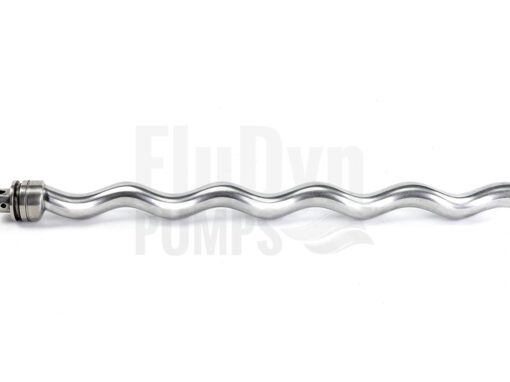 Ein E2L 164 Rotor aus Metall liegt quer vor einem neutralen Hintergrund. Links kann man den Anschluss erkennen mit dem die Exzenterschnecke mit dem Gelenk verbunden wird.
