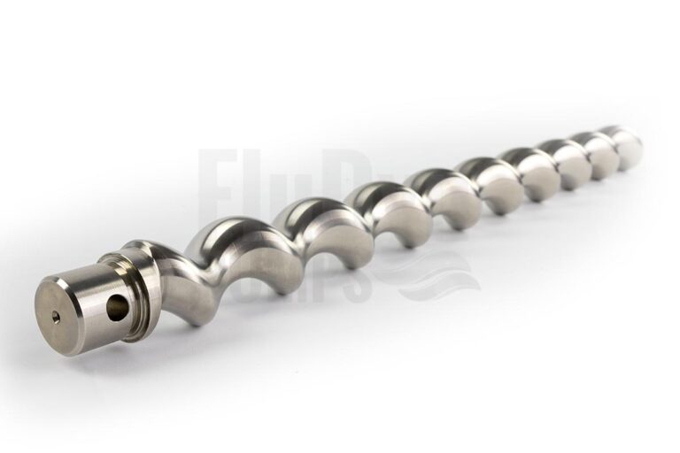An E4L 1024 metal rotor is placed at an angle in front of a neutral background. In the foreground you can see the connector that connects the eccentric screw to the joint.