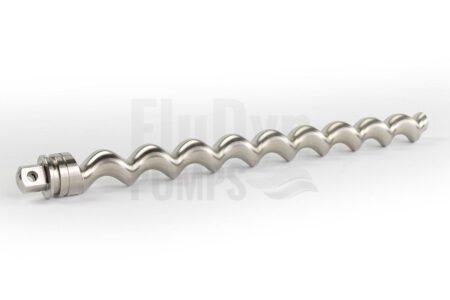 A metal E4L 236 rotor lies at an angle in front of a neutral background. At the front left you can see the connection that connects the eccentric screw to the joint.