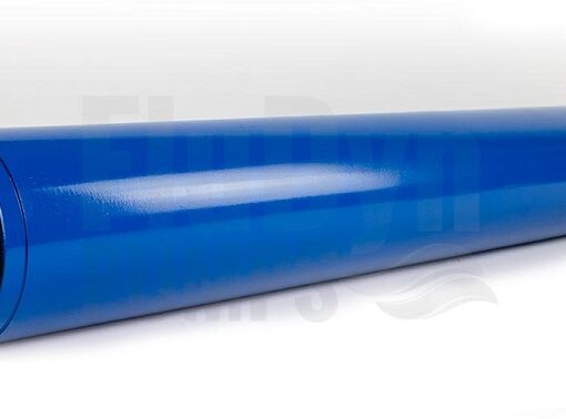Ein blauer Stator für Bornemann E2L 600 Exzenterschneckenpumpen bzw. Monopumpen. Er liegt auf der Seite und man kann links die Öffnung für den Rotor und im Inneren das schwarze Elastomer erkennen.