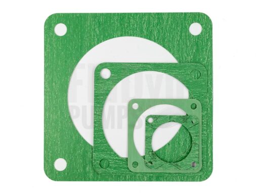 Green gaskets in a range of sizes, laid one on top of the other.